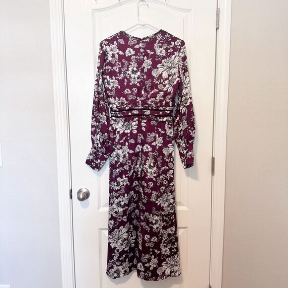 Bardot Women’s Jolie Floral Print Lattice Trim Satin Midi Dress Size 6/Small - Picture 10 of 12